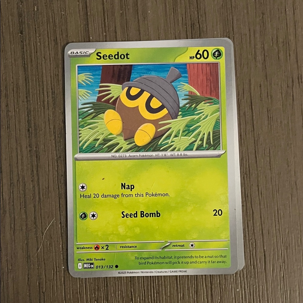 Pokemon Seedot Card with Yellow and Brown Design